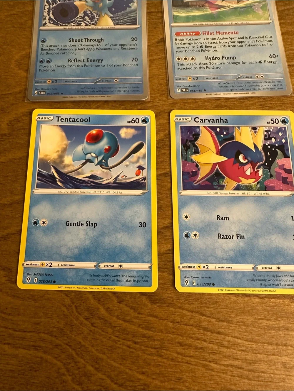 Lot of 6 Water Type Pokemon Cards